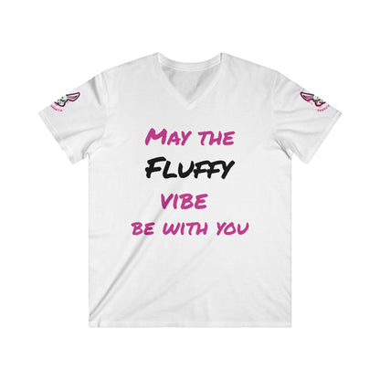 "May the fluffy vibe be with you" Men's Fitted V-Neck T-Shirt