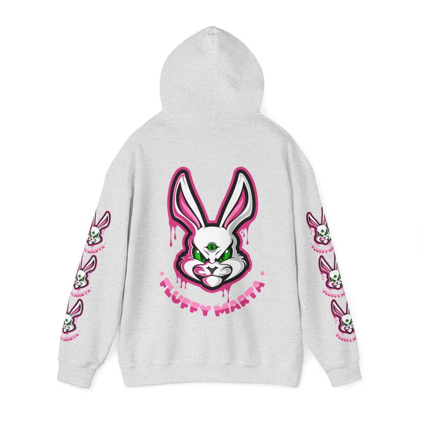"Fluffy Vibes" with bunnies on the sleeves Unisex  Hooded Sweatshirt