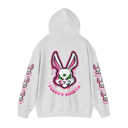 "Fluffy Vibes" with bunnies on the sleeves Unisex  Hooded Sweatshirt