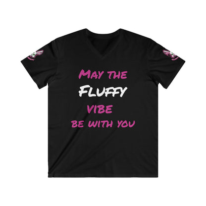 "May the fluffy vibe be with you" Men's Fitted V-Neck T-Shirt
