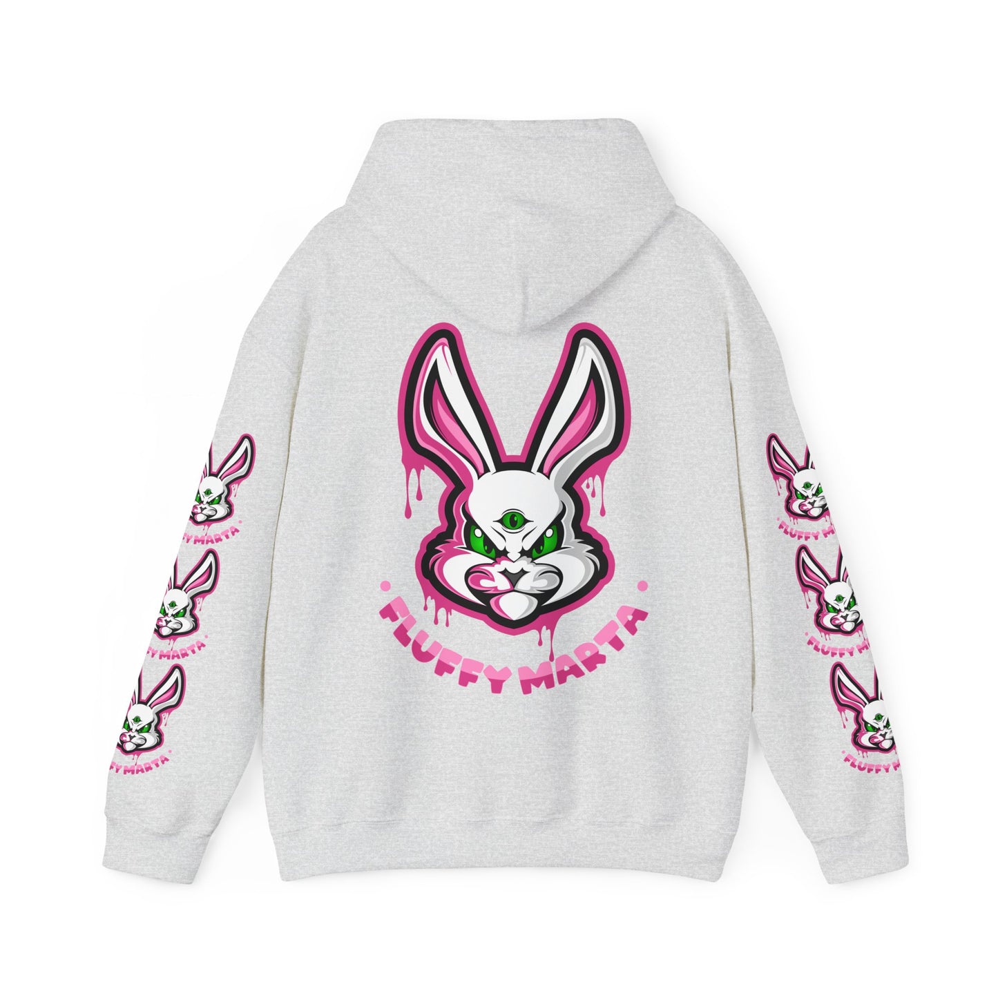 "Fluffy Vibes" with bunnies on the sleeves Unisex  Hooded Sweatshirt