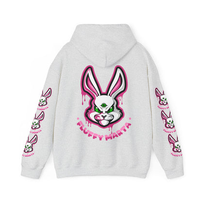 "Fluffy Vibes" with bunnies on the sleeves Unisex  Hooded Sweatshirt