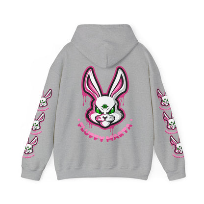 "Fluffy Vibes" with bunnies on the sleeves Unisex  Hooded Sweatshirt