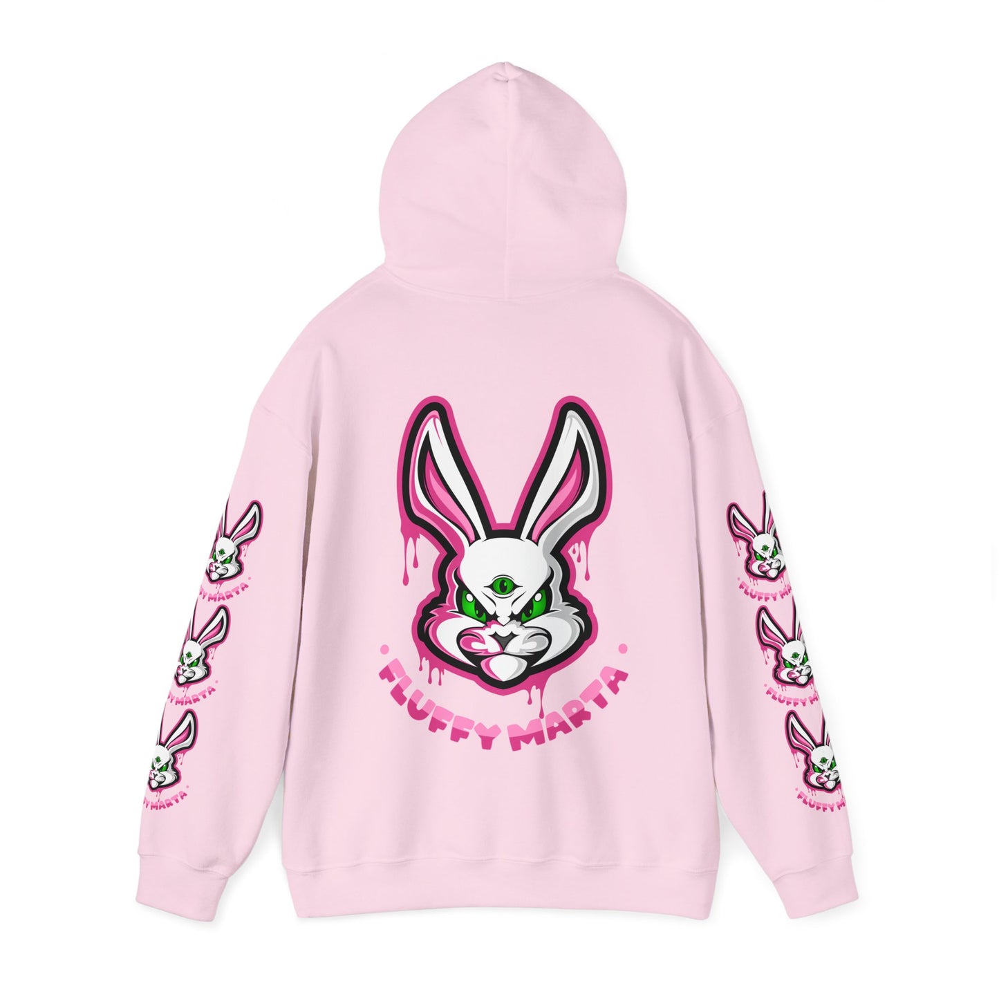 "Fluffy Vibes" with bunnies on the sleeves Unisex  Hooded Sweatshirt