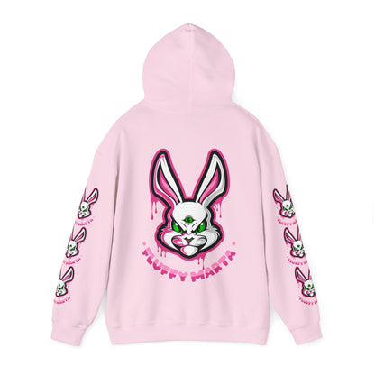 "Fluffy Vibes" with bunnies on the sleeves Unisex  Hooded Sweatshirt