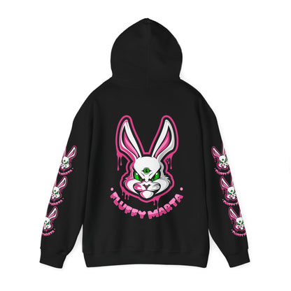 "Fluffy Vibes" with bunnies on the sleeves Unisex  Hooded Sweatshirt