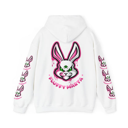 "Fluffy Vibes" with bunnies on the sleeves Unisex  Hooded Sweatshirt