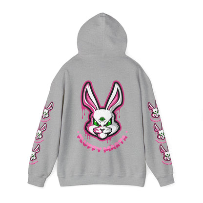 "Fluffy Vibes" with bunnies on the sleeves Unisex  Hooded Sweatshirt