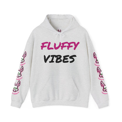 "Fluffy Vibes" with bunnies on the sleeves Unisex  Hooded Sweatshirt