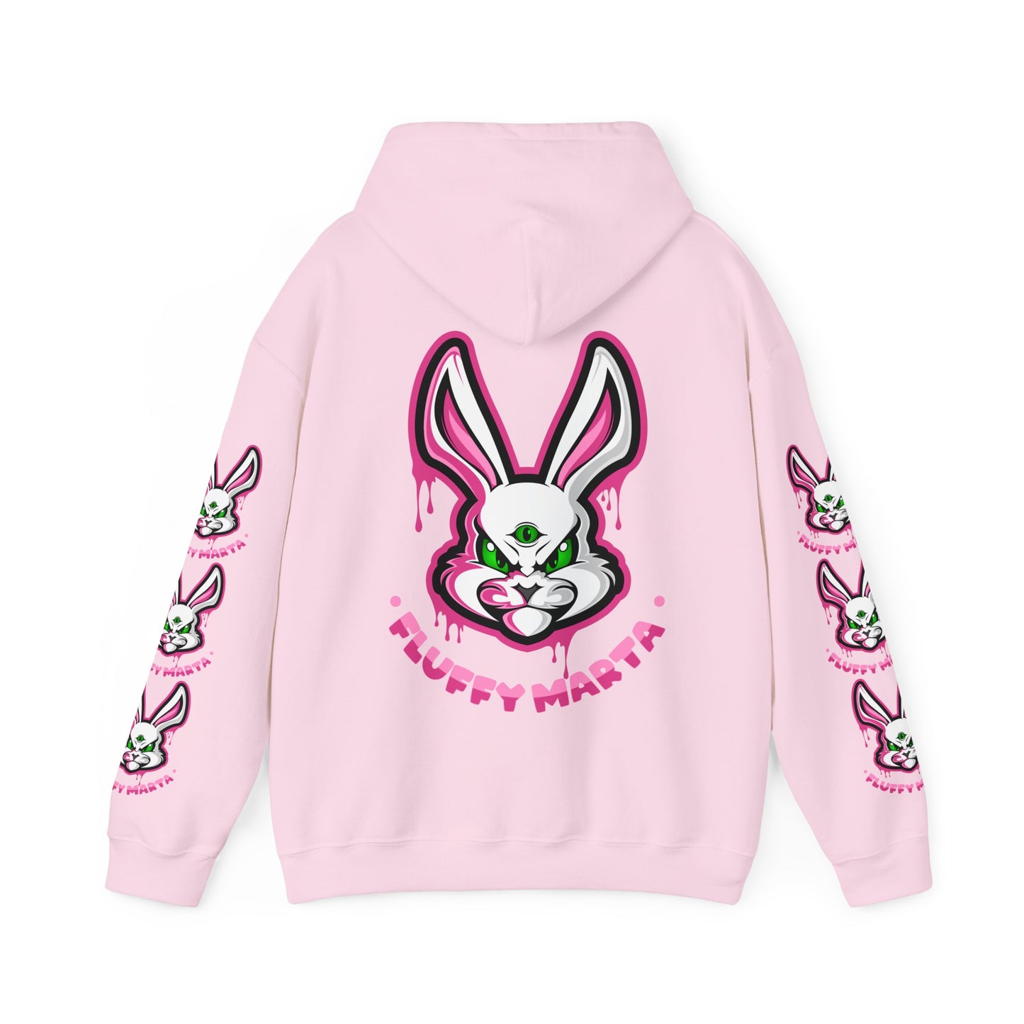 "Fluffy Vibes" with bunnies on the sleeves Unisex  Hooded Sweatshirt