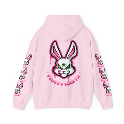 "Fluffy Vibes" with bunnies on the sleeves Unisex  Hooded Sweatshirt