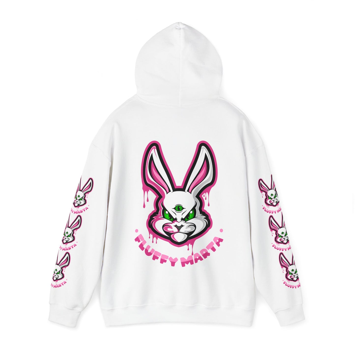 "Fluffy Vibes" with bunnies on the sleeves Unisex  Hooded Sweatshirt