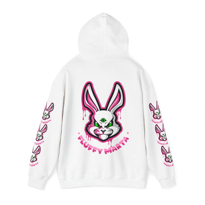"Fluffy Vibes" with bunnies on the sleeves Unisex  Hooded Sweatshirt