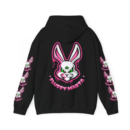 "Fluffy Vibes" with bunnies on the sleeves Unisex  Hooded Sweatshirt